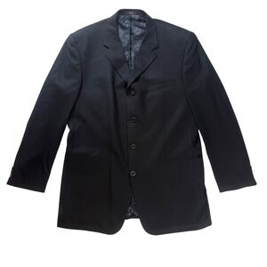 Phat Farm Mens 100% Wool Blazer Jacket Black Size 46L RN 47338 Y2K Hip Hop